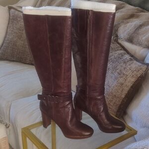 Never Worn Nine West Dark Brown Heeled Boots - Small Platform